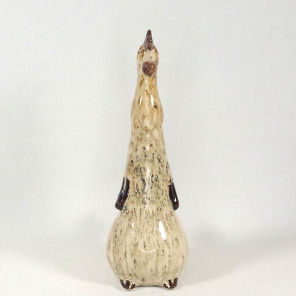 Quirky Art Pottery Chicken Figurine, Ceramic Long Neck Rooster Hen Bird Figurine - Picture 3 of 7